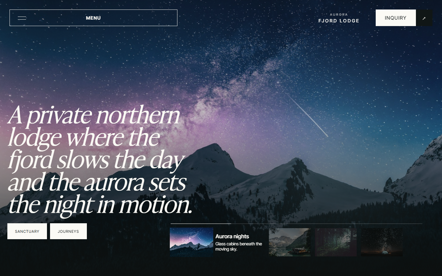 Скриншот проекта Aurora Fjord Lodge
